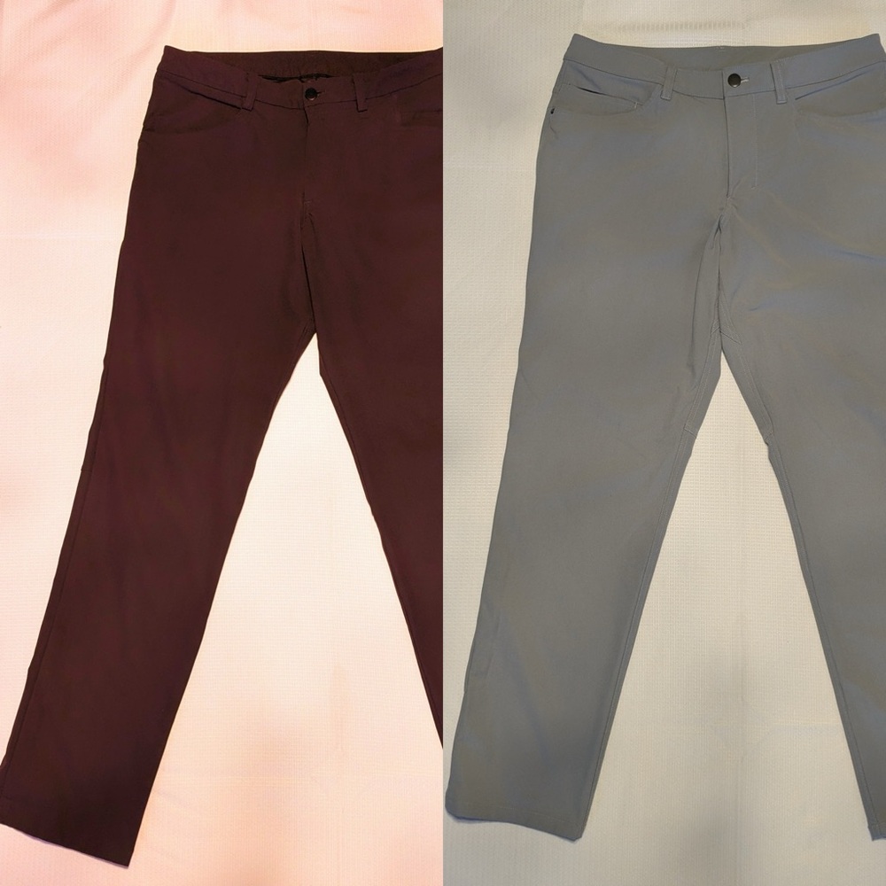 Lululemon Men Pants Grey Maroon Casual Work Business Golf Slim Size 32